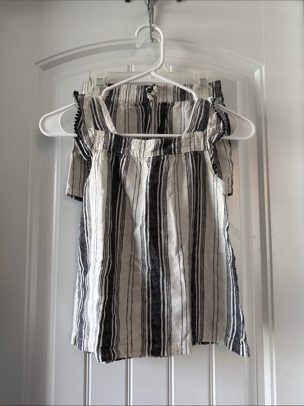Gently worn Carter's Black & White Striped Tank Top and shorts Set for Kids